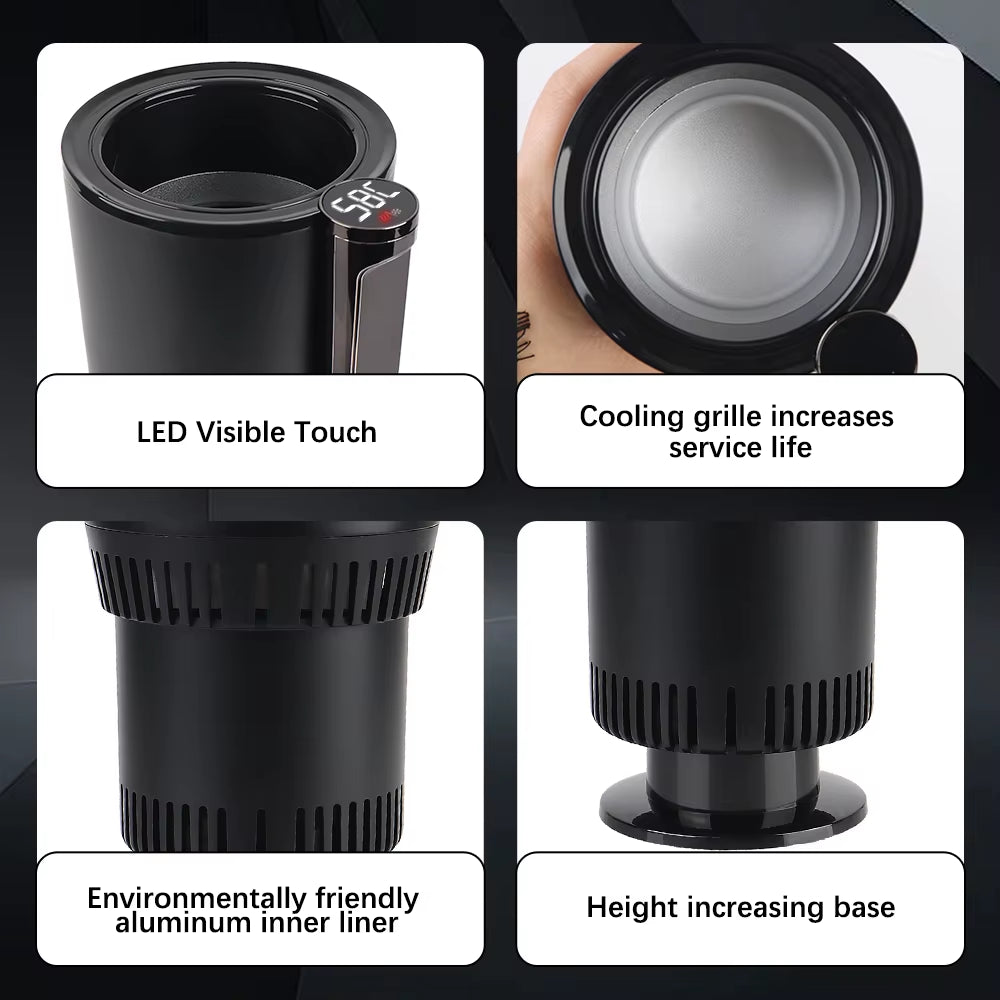 Car Cooling Heating Cup Holder Temperature Display DC 12V Refrigeration Kettle Heat Preservation Smart Cup Water Warmer Bottle