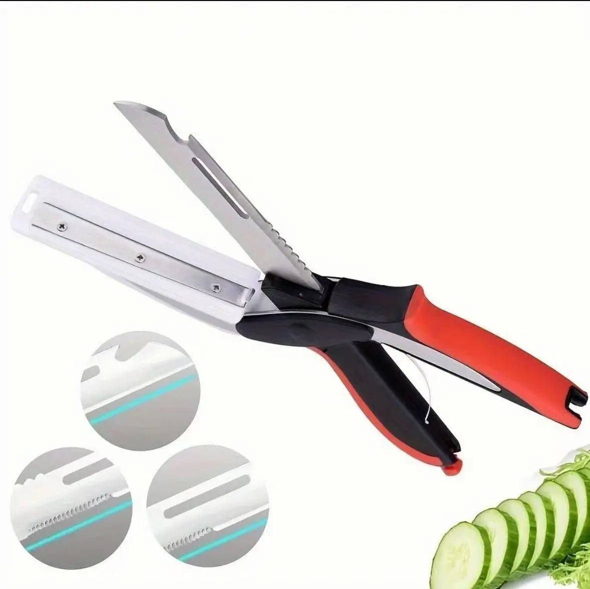 Professional Stainless Steel Kitchen Scissors for Vegetables and Meat - Includes Cutting Board and Quick Slicing Functionality