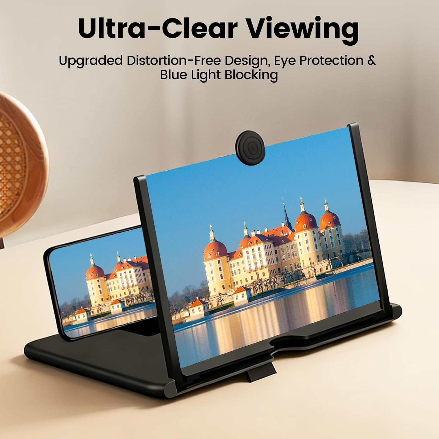 Screen Magnifier for Cell Phone, 3D HD Screen Amplifier with Foldable Holder Phone Stand, Portable Screen Enlarger Compatible with Movies & Games, Universal for All Smartphones(Black 10 Inch)
