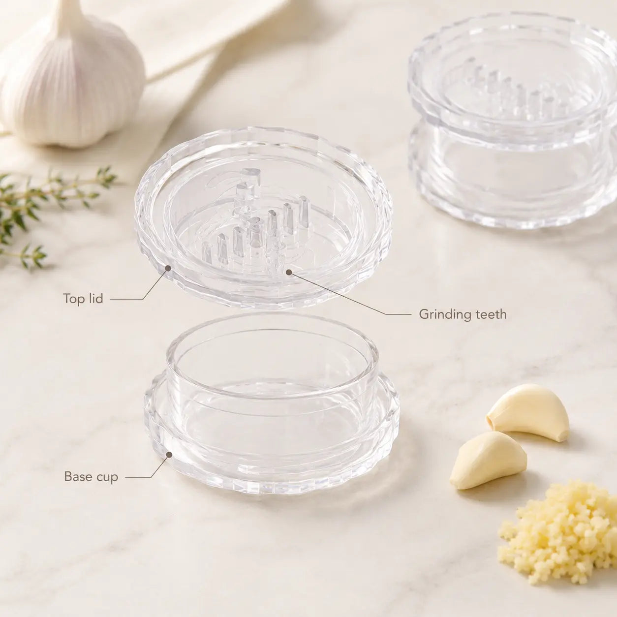Manual Garlic Twister and Mincer - Compact Kitchen Tool for Garlic, Ginger, Onion, Herbs, and Nuts