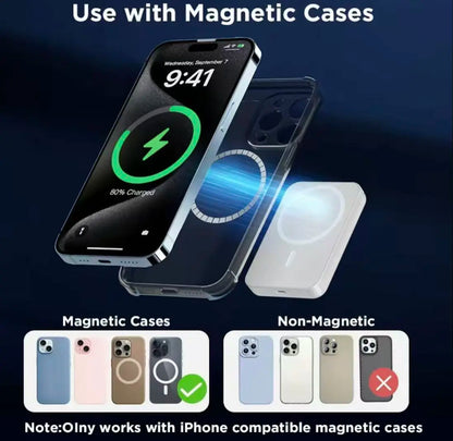 10,000mAh Magnetic Power Bank for iPhone 12-17 Series - Optimal Performance with MagSafe Case or Without, Portable Wireless Charger - Ideal Father's Day Gift