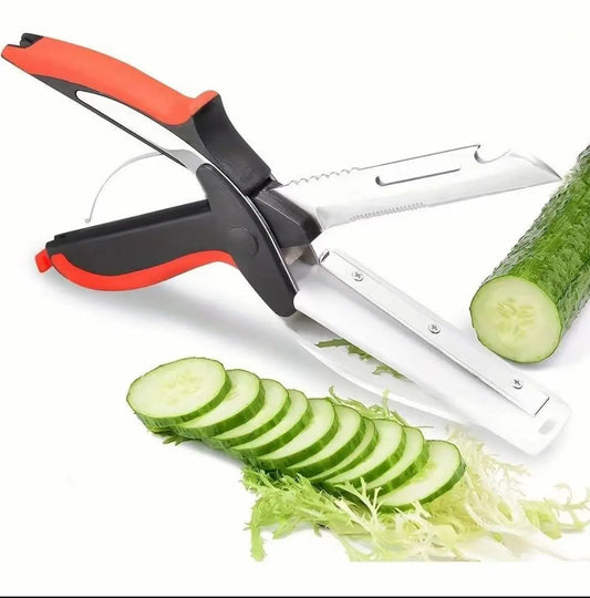 Professional Stainless Steel Kitchen Scissors for Vegetables and Meat - Includes Cutting Board and Quick Slicing Functionality