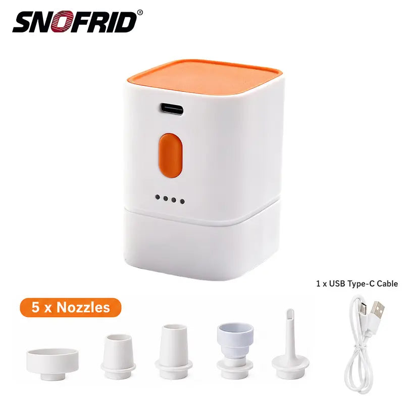 Snofrid Portable Mini Air Pump for Air Mattresses and Pool Floats - Rapid Inflation and Deflation for Camping