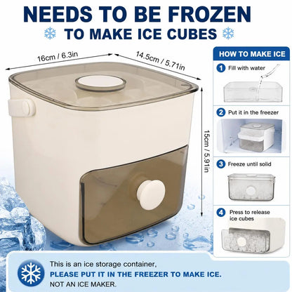 Professional Ice Cube Tray with Lid and Bin - Versatile Ice Maker for Freezer, Ideal for Whiskey, Cocktails, Coffee, and Beer, Complete with Ice Tongs and Kitchen Tools