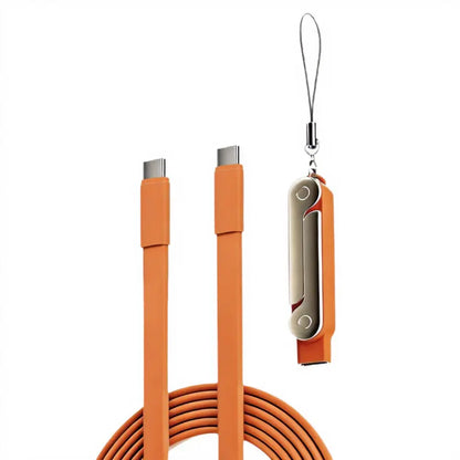 240W Supercharge 2-in-1 Detachable Type-C Charging Cable with Rotating Stand, Zinc Alloy and Silicone Construction, Ideal for Apple Smartphones and Gaming in Vehicles