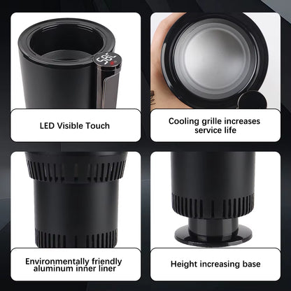 Car Cooling Heating Cup Holder Temperature Display DC 12V Refrigeration Kettle Heat Preservation Smart Cup Water Warmer Bottle