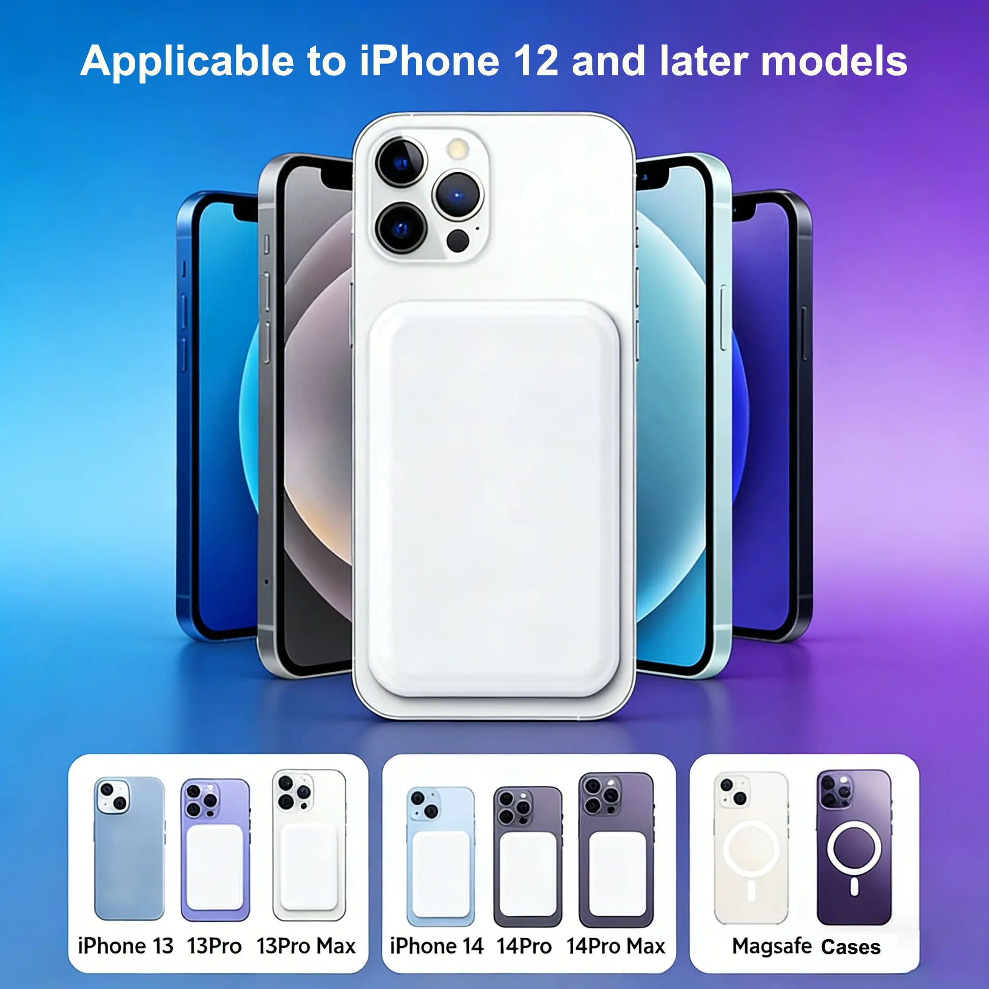 5000mAh Magnetic Charging Battery with MagSafe Wireless Fast Charging Technology for iPhone 12-17 Series - Compact and Portable Power Bank