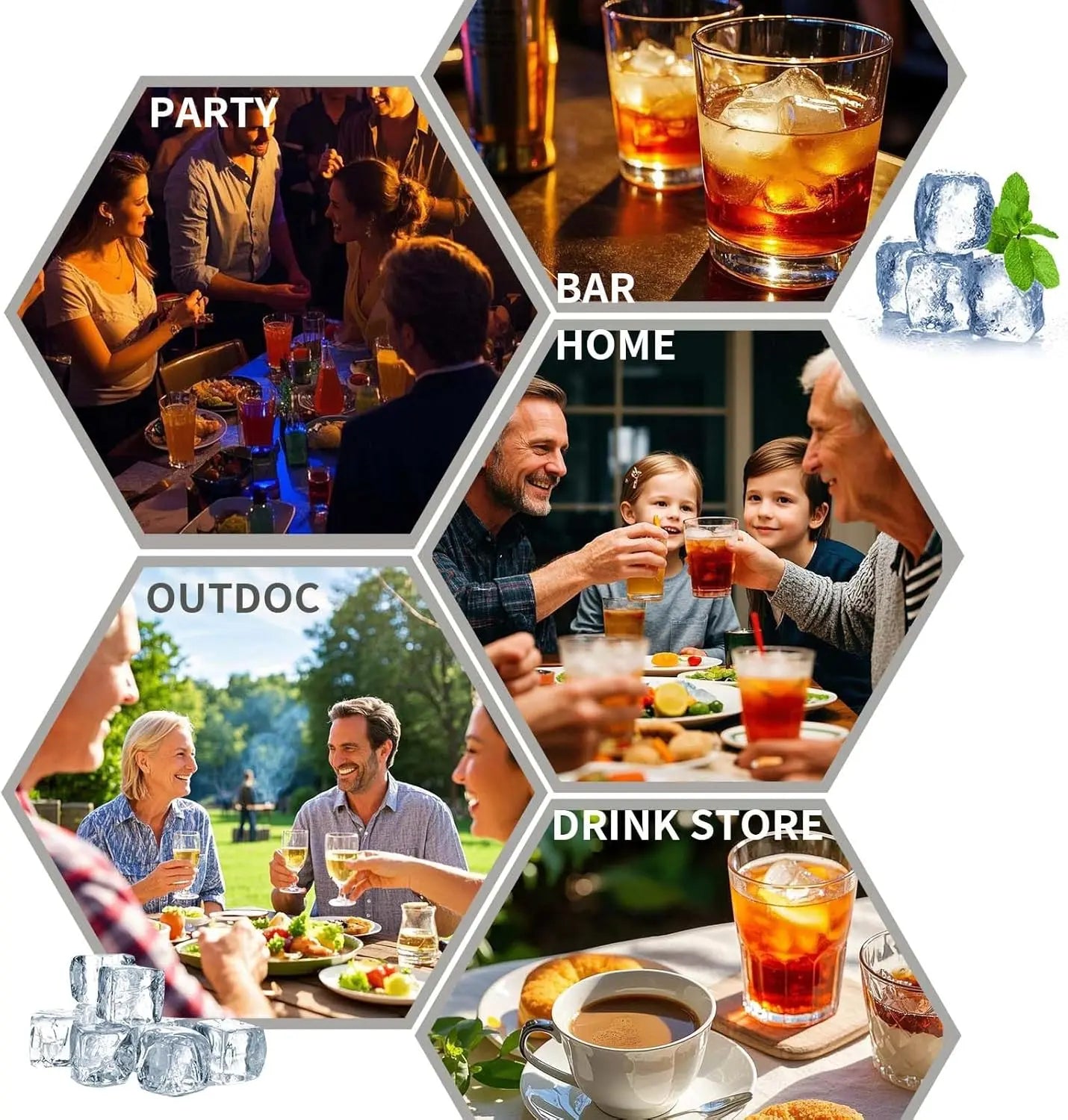 Professional Ice Cube Tray with Lid and Bin - Versatile Ice Maker for Freezer, Ideal for Whiskey, Cocktails, Coffee, and Beer, Complete with Ice Tongs and Kitchen Tools